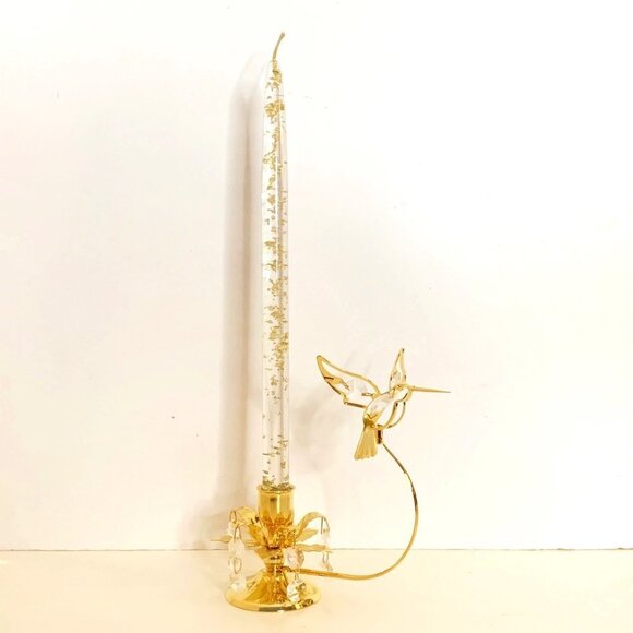Austrian Crystal Delight Hummingbird Flower Chandelier Candle Holder 6.5” - Picture 3 of 9